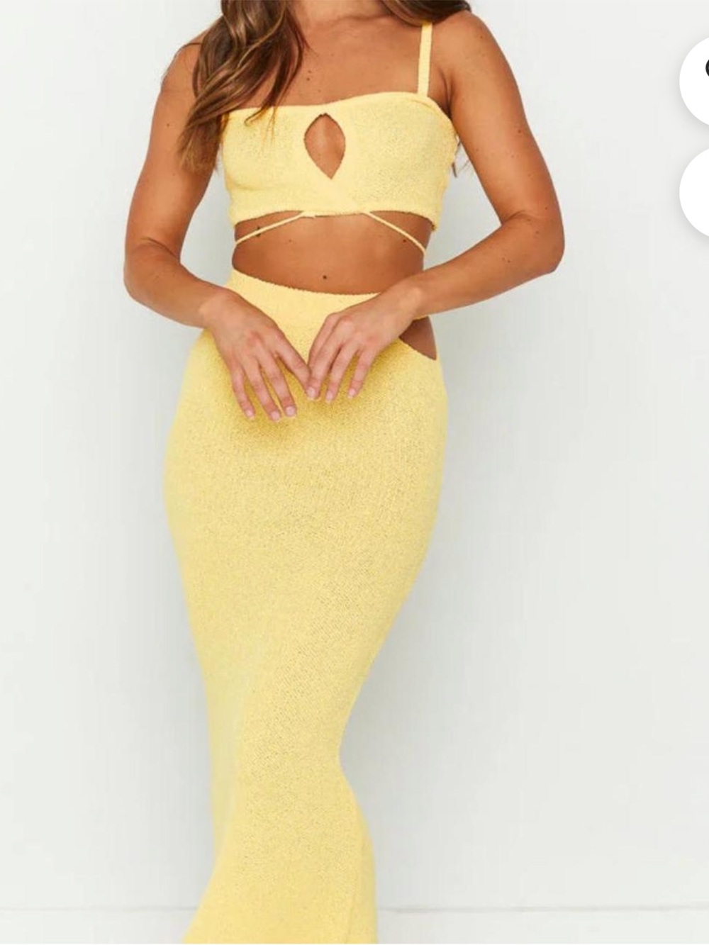Beginning Boutique Pale Yellow Knit Maxi Skirt